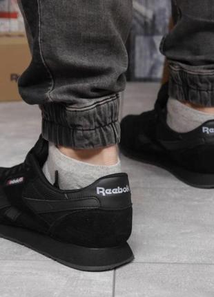 Классические мужские кроссовки reebok черные и серые7 фото