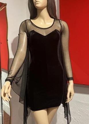 Бархатное велюровое облегающее платье с рукавами летучая
мышь1 фото