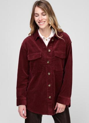 Бордова вельветова рубашка сорочка esprit