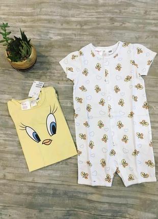 Ромпер h&m твитти tweety bird размеры 92 см 98 см2 фото