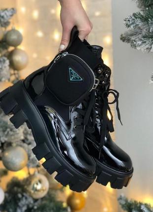 Prada leather boots nylon pouch black 13 фото