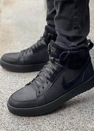 Кожаные зимние теплые ботинки nike