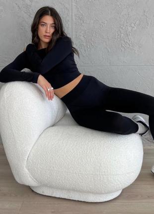 Комплект чорний кроп топ кофта легінси щільні