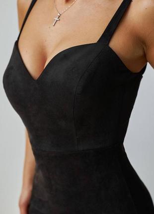 Сукня з еко замші ❤️  чорна сукня по фігурі 🥰3 фото