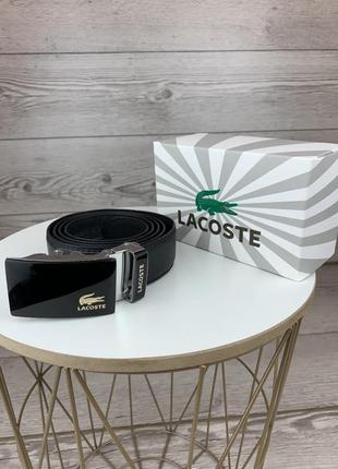 Ремінь lacoste чоловічий чорний подарунок хлопцю подарункова упаковка4 фото