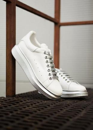 Кросівки alexander mcqueen white/silver 2.0 кросівки6 фото