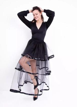 Фатиновая юбка с атласной лентой