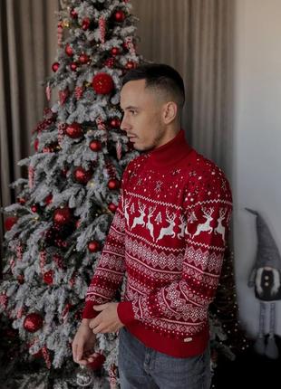 Хит ❗️ новогодний свитер с горлом с оленями ❄️