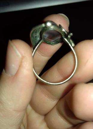 Авторское кольцо мельхиор скань филигрань зерн натуральный камень агат5 фото