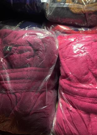 Качественный грубый теплый длинный бордо вишневый махровый халат с капюшоном 42-50. есть цвета2 фото