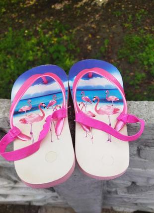 Детские вьетнамки для девочки,шлепки,шлепанцы фламинго