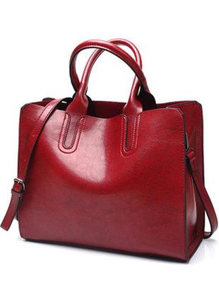 Большая женская сумка classic красная1 фото