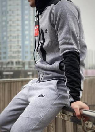 Топовый флисовый костюм nike tech fleece grey