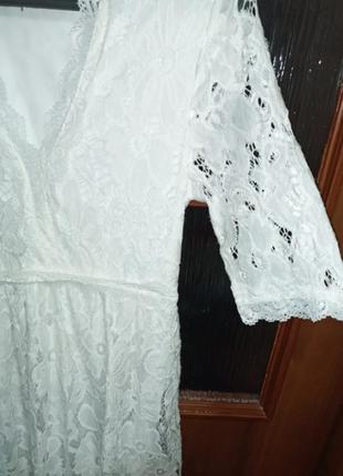 Платье  в пол,новое,белоснежное,гипюр,р.46,44,42,s ка,китай ц.480 гр4 фото