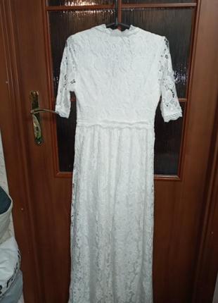 Платье  в пол,новое,белоснежное,гипюр,р.46,44,42,s ка,китай ц.480 гр5 фото