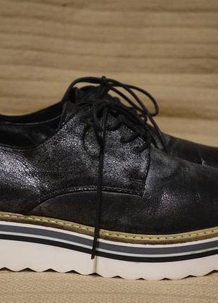 Эффектные черные кожаные туфли-криперы с серебристым напылением g. k. mayer италия 39 р.