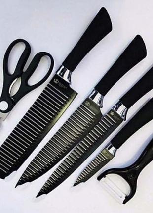 Набір кухонних ножів із сталі 6 предметів genuine king-b0011, набір ножів для кухні, кухонний набір ножів7 фото