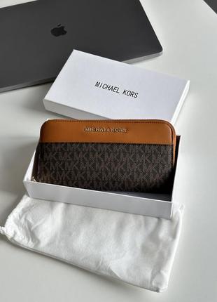 Жіночий гаманець на блискавці michael kors wallet brown/ginger коричневий на подарунок