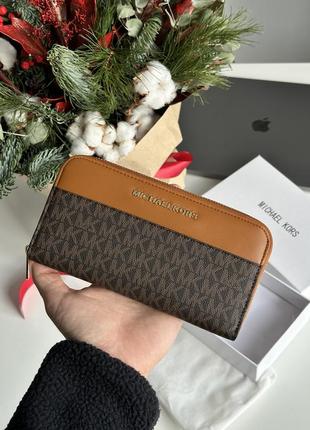 Жіночий гаманець на блискавці michael kors wallet brown/ginger коричневий на подарунок