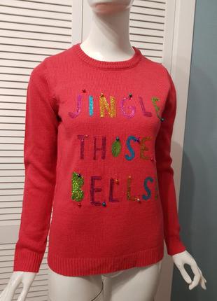 Новогодняя кофта свитер с колокольчиками new look