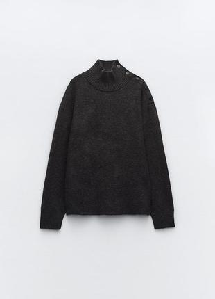 Сірий светр з високим коміром від zara4 фото