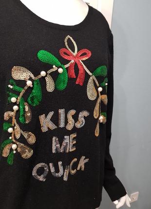 Новогодняя кофта свитер с веточкой омелы george3 фото