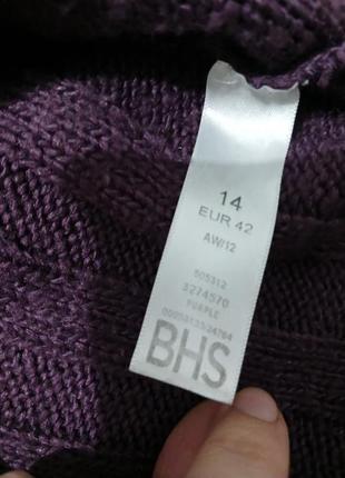 Фиолетовое вязаное мини платье зимнее, вязаная туника4 фото