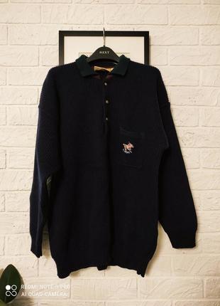 Свитер кардиган лонгслив пуловерberty винтаж 🐑  🔥 шерсть,синий,l,521 фото