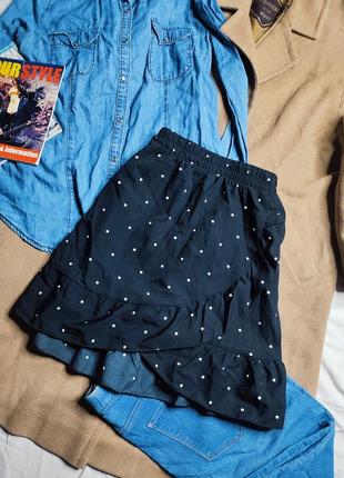 Terranova спідниця чорна біла в горошок