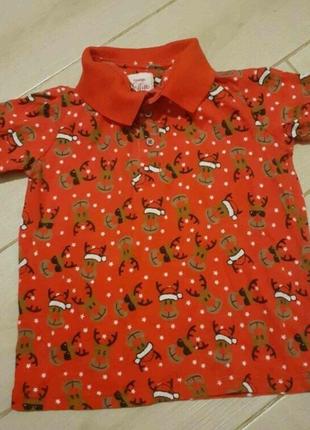 Футболка поло новогодняя с оленями