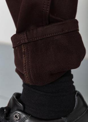 Утепленные брюки брюки брючины коричневые.6 фото