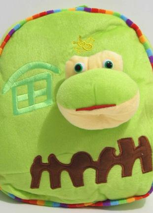Детский плюшевый рюкзак "зверята и домик" (жабка) 16-12-0051 фото