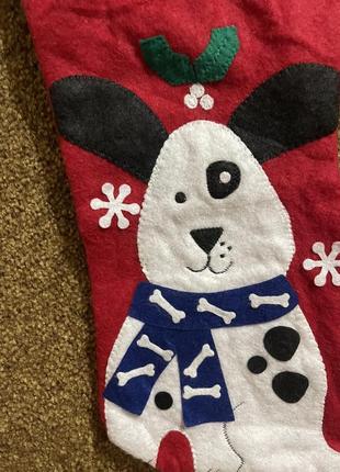 Новорічний різдвяний сапожок носок для собаки2 фото
