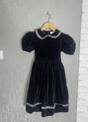 Винтажное бархатное платье велюровое платье с воротничком на девочку 6р sophie