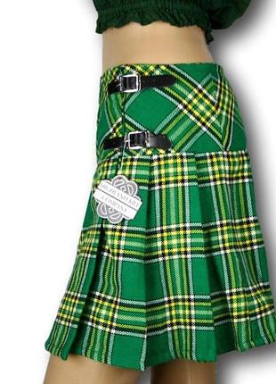 Ирландская, национальная, юбка, килт, billie kilt mod, в клетку тартан, на запах, в складку, зелёная, шотландка