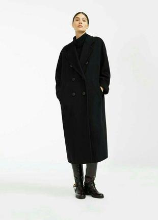 Демісезонне зимове чорне пальто українського виробництва шерстяне кашемір в стилі zara mango h&m cos massimo dutti reserved h&m3 фото