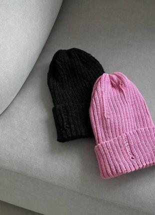 Вязаная теплая шапочка,стильная шапка зимняя8 фото
