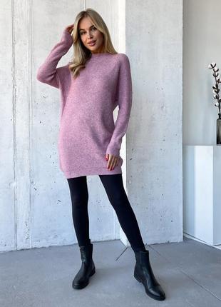 Темно-розовый кашемировый свитер-туника размер s