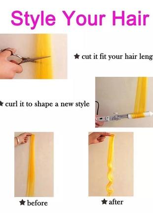 Цветные пряди, трессы, канекалон на заколках, пряди на заколках, прядь волос