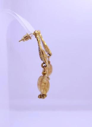 Серьги янтарне лемпворк сережки стекло  муранские бусины2 фото