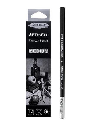 Вугільні олівці acmeliae для малювання medium, ціна за 12 шт, 43138