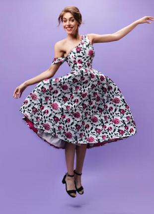 Розпродаж плаття asos мiдi із щільного жаккарда з асиметричним верхом4 фото