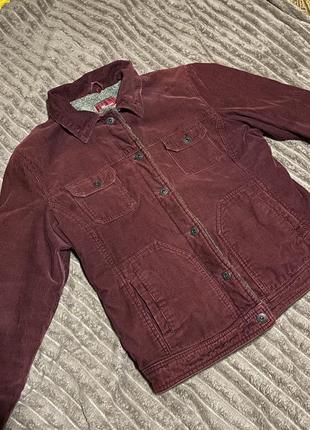 Бордовая куртка пиджак мужская вельветовая s на меху5 фото