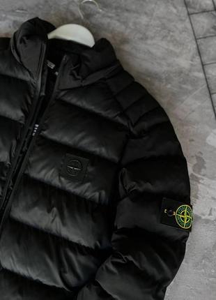 Мужская зимняя куртка stone island черная до -20*с теплая пуховик стон айленд с капюшоном (b)4 фото