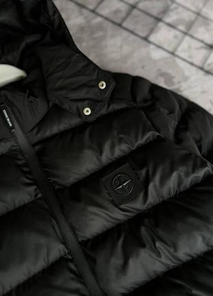 Чоловіча зимова куртка stone island чорна до -20*с тепла пуховик стон айленд з капюшоном (b)3 фото