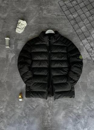 Мужская зимняя куртка stone island черная до -20*с теплая пуховик стон айленд с капюшоном (b)6 фото