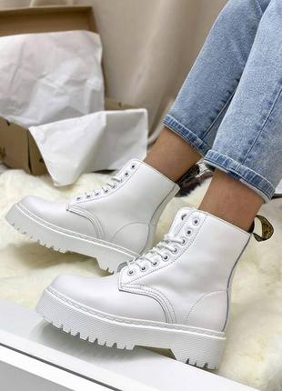 Жіночі черевики dr. michel martens jadon mono white fur no logo хутро зима знижка sale | smb