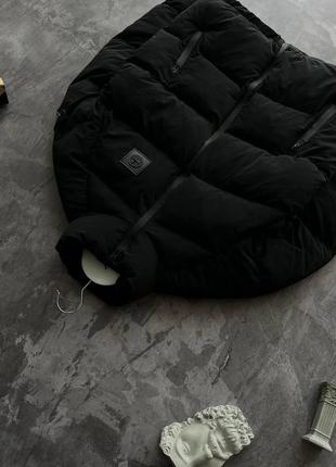 Чоловіча зимова куртка stone island чорна до -20 *с дута без капюшона пуховик стон айленд (b)4 фото