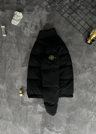 Чоловіча зимова куртка stone island чорна до -20 *с дута без капюшона пуховик стон айленд (b)3 фото