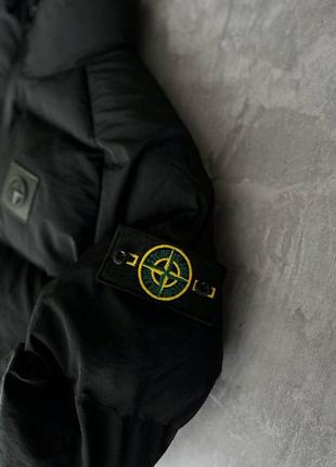 Чоловіча зимова куртка stone island чорна до -20 *с дута без капюшона пуховик стон айленд (b)6 фото